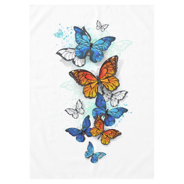 Flying Butterflies Morpho und Monarch Tischdecke (Vorderseite)