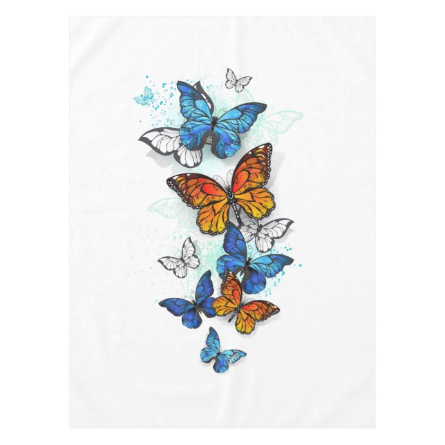 Flying Butterflies Morpho und Monarch Tischdecke (Vorderseite)