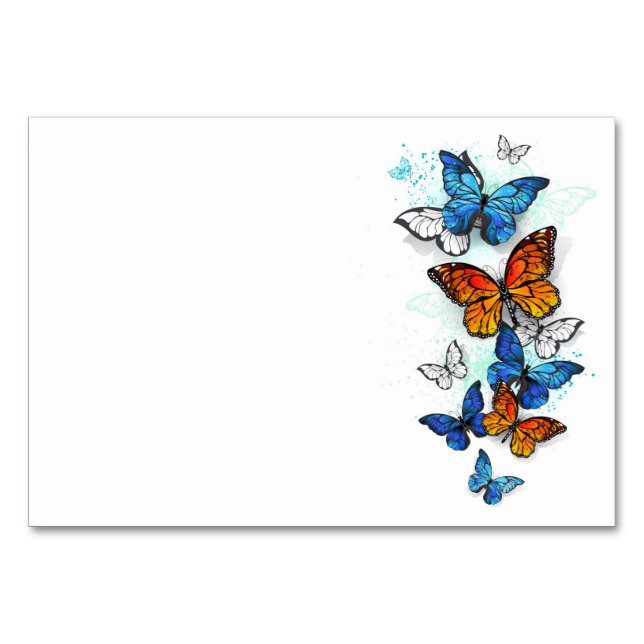 Flying Butterflies Morpho und Monarch Tischnummer (Vorderseite)