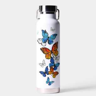 Flying Butterflies Morpho und Monarch Trinkflasche