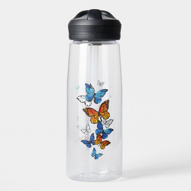 Flying Butterflies Morpho und Monarch Trinkflasche (Vorne)