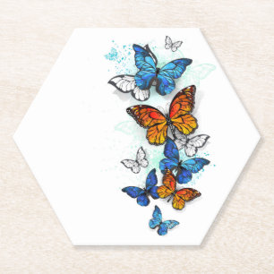 Flying Butterflies Morpho und Monarch Untersetzer