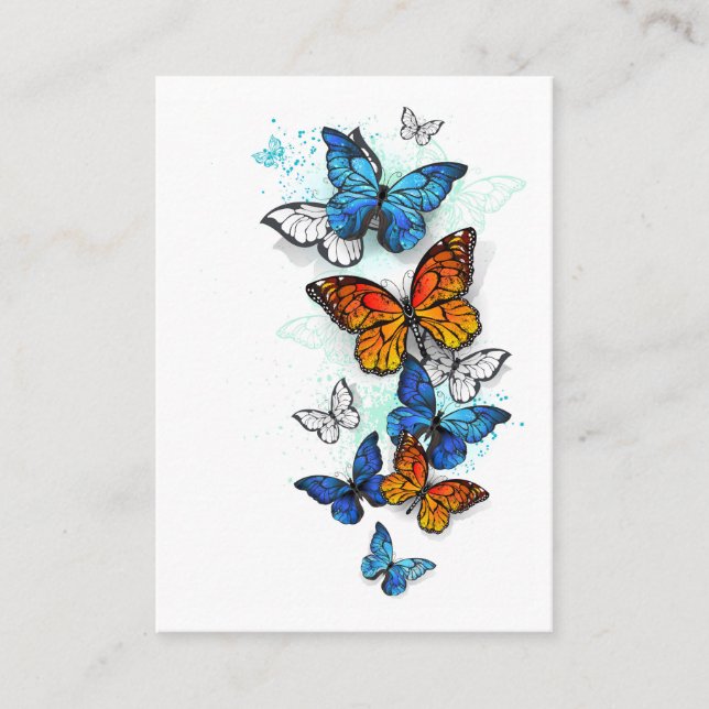 Flying Butterflies Morpho und Monarch Visitenkarte (Vorderseite)