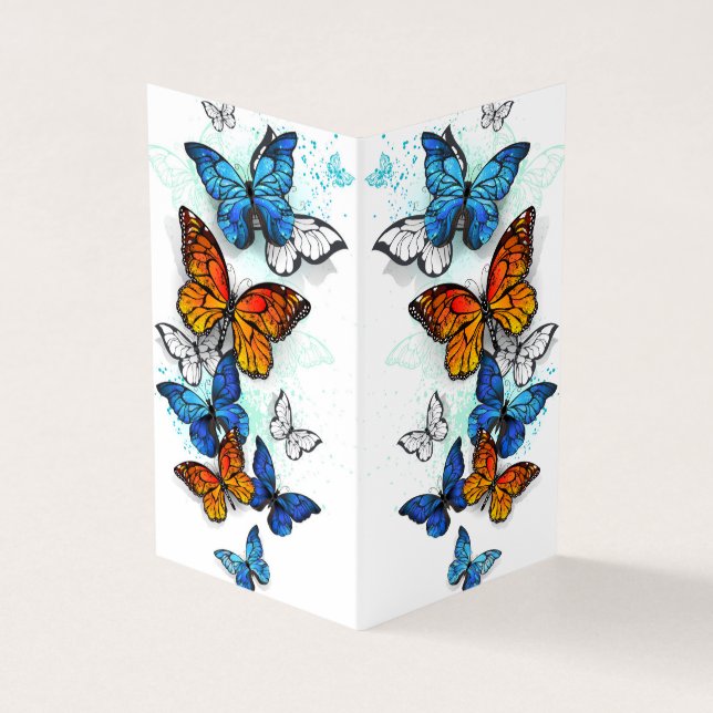 Flying Butterflies Morpho und Monarch Visitenkarten (Vorderseite)