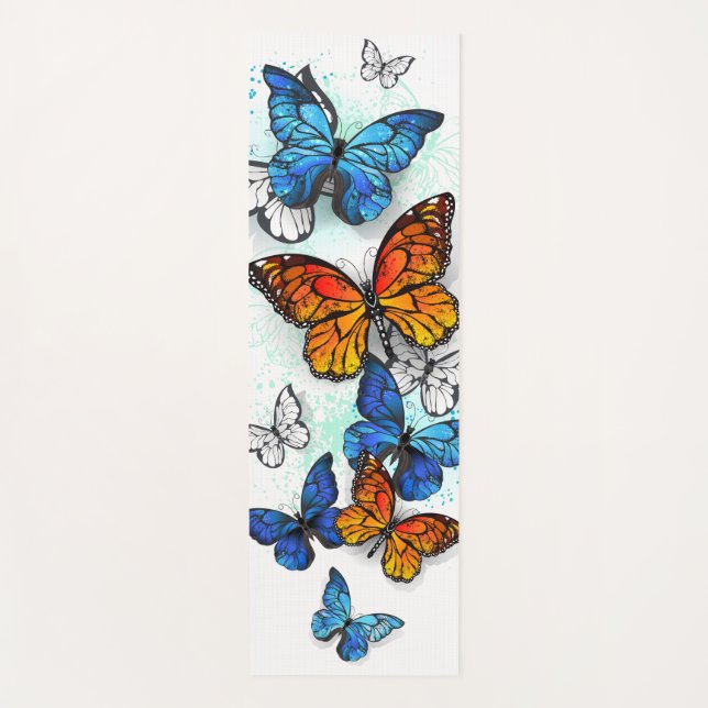 Flying Butterflies Morpho und Monarch Yogamatte (Vorderseite)