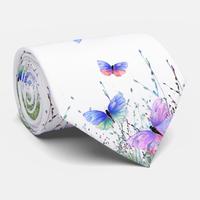 Flying Butterflies Neck Tie Krawatte (Gerollt)