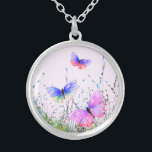 Flying Butterflies Necklace Versilberte Kette<br><div class="desc">Necklace mit Spring Joy Colorful Butterflies Flying in Nature Wasserfarbe Malerei Schmetterling und Blume Ketten - wählen / Fügen Sie Ihre Lieblings-Text / Farbe - Make Your Unique Necklaces Gift - Größe ändern und verschieben oder entfernen und fügen Sie Elemente mit Anpassungs-Tool! - Zeichn und Design von MIGNED. Sie können...</div>