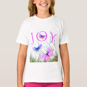 Flying Butterflies T - Shirt mit Text - Joy