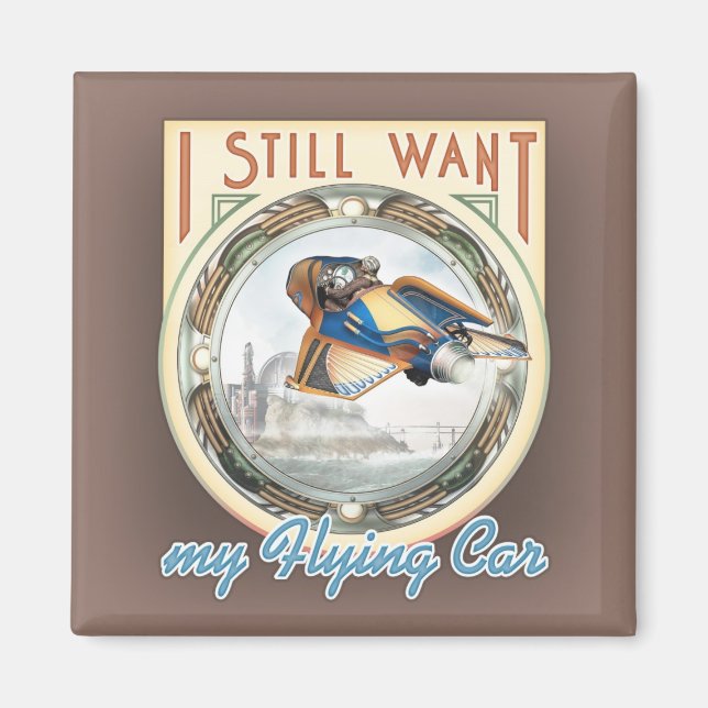 Flying Car Square Magnet (Vorne)