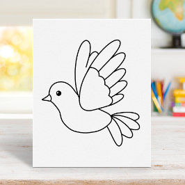 Flying Cartoon Dove Bird Farbing Page Poster