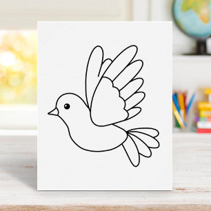 Flying Cartoon Dove Bird Farbing Page Poster