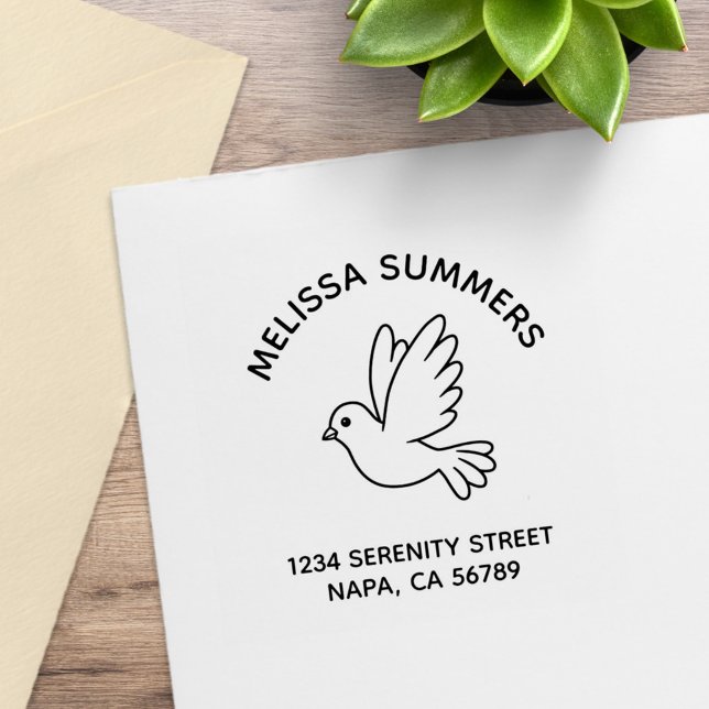 Flying Cartoon Dove Pigeon Bird Address Gummistempel (Von Creator hochgeladen)