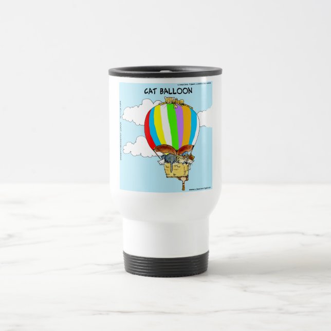 Flying Cats Funny Cartoon Reisebecher (Mittel)