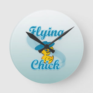Flying Chick #3 Runde Wanduhr