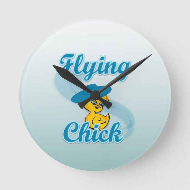 Flying Chick #3 Runde Wanduhr (Vorderseite)