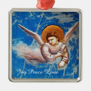 FLYING CHRISTMAS ANGEL IN BLUE. FLIGHT INTO EGYPT SILBERNES ORNAMENT