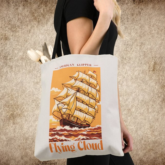 Flying Cloud Amerikanisches Clipper-Schiff Vintage (Flying Cloud American Clipper Ship Vintage Poster. Tote Bag)