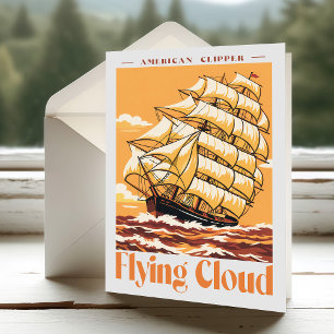Flying Cloud Amerikanisches Clipper-Schiff Vintage Dankeskarte