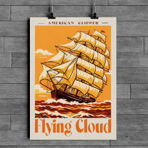 Flying Cloud Amerikanisches Clipper-Schiff Vintage Poster