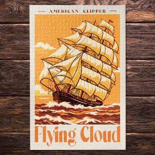 Flying Cloud Amerikanisches Clipper-Schiff Vintage Puzzle