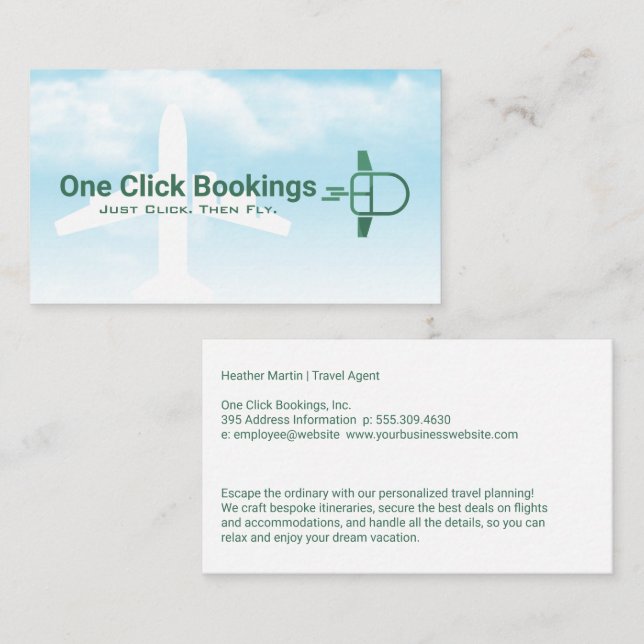 Flying Computer Mouse | Travel Agency Visitenkarte (Vorne/Hinten)