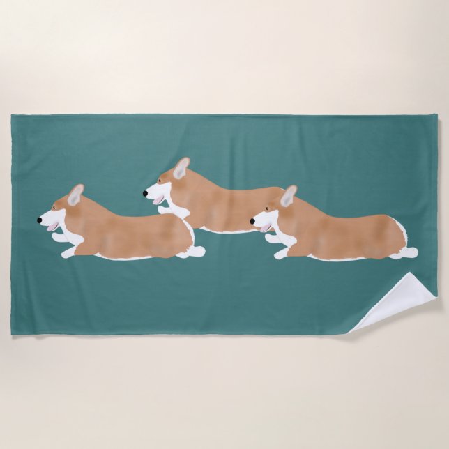 Flying Corgis Beach Handtuch (Vorderseite)