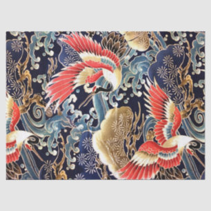 FLYING CRANES WELLEN, FRÜHSTÜCKE BLUMEN, Japanisch Seidenpapier