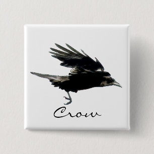 FLYING CROW Raven Wildlife Bird Art Button