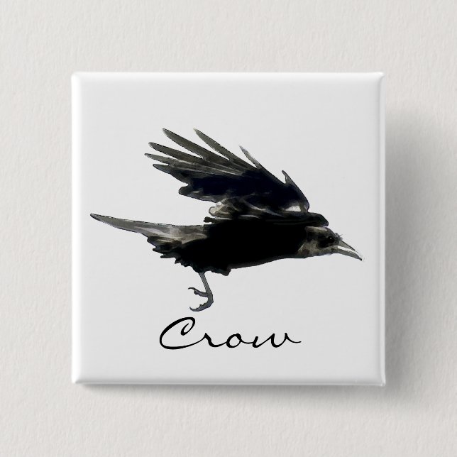 FLYING CROW Raven Wildlife Bird Art Button (Vorderseite)