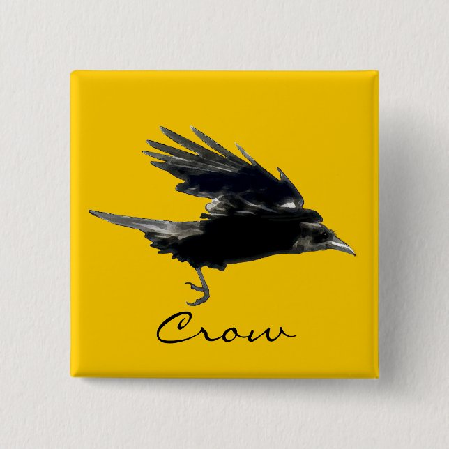FLYING CROW Raven Wildlife Bird Art Button (Vorderseite)