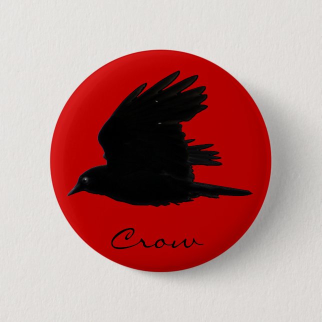 FLYING CROW Raven Wildlife Bird Art Button (Vorderseite)