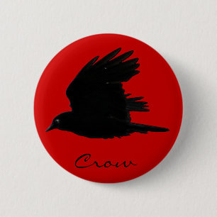 FLYING CROW Raven Wildlife Bird Art Button