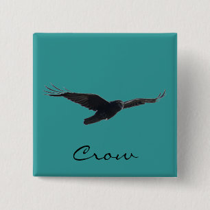 FLYING CROW Raven Wildlife Bird Art Button