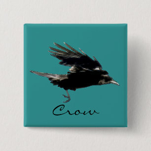 FLYING CROW Raven Wildlife Bird Art Button