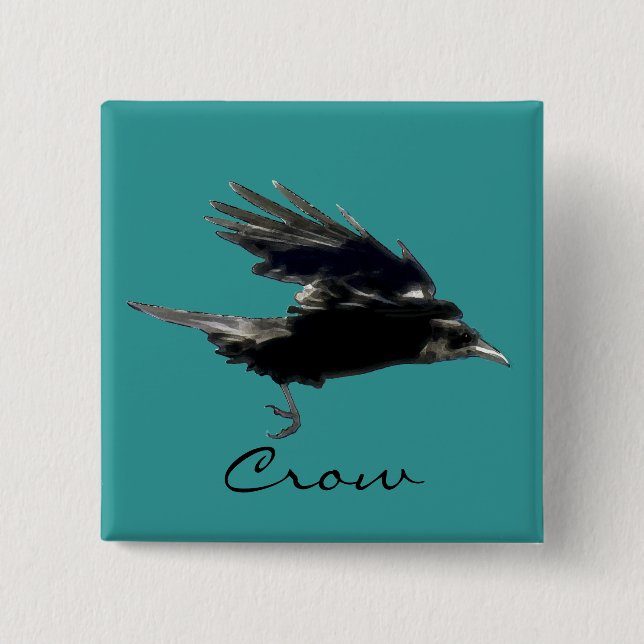 FLYING CROW Raven Wildlife Bird Art Button (Vorderseite)