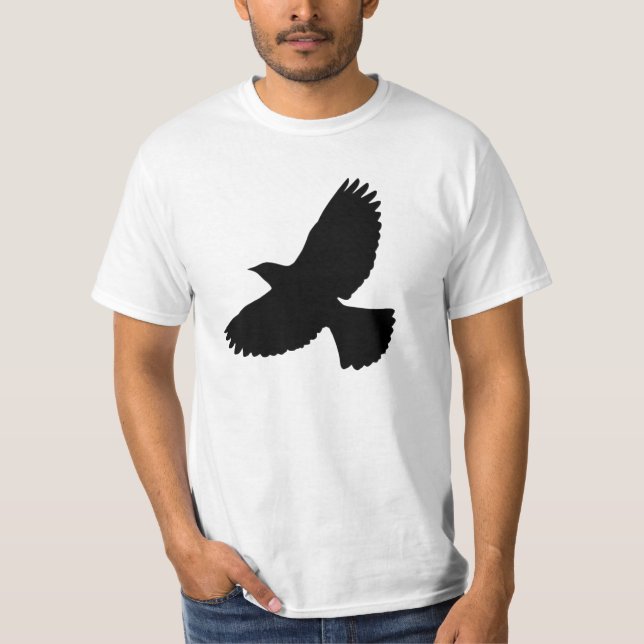 Flying Crow und Fan-Schwanz-Silhouette T-Shirt (Vorderseite)