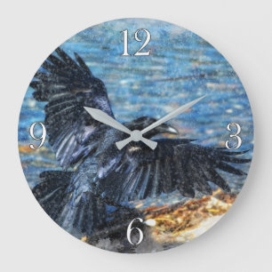 Flying Crow Wildlife-Liebhaber Große Wanduhr