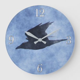 Flying Crow Wildlife-Liebhaber Große Wanduhr