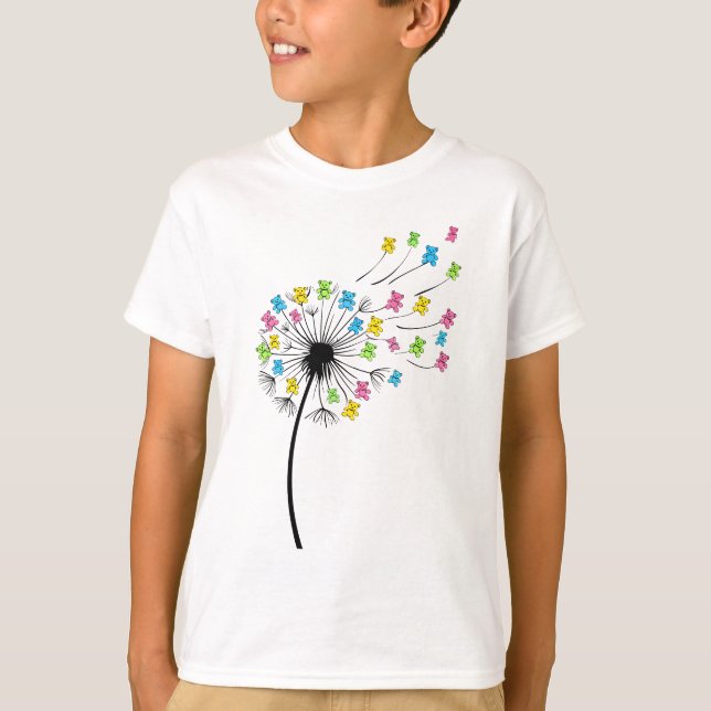 Flying cute bears dandelion flow T-Shirt (Vorderseite)