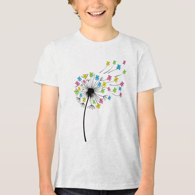 Flying cute bears dandelion flow Tri-Blend shirt (Vorderseite)