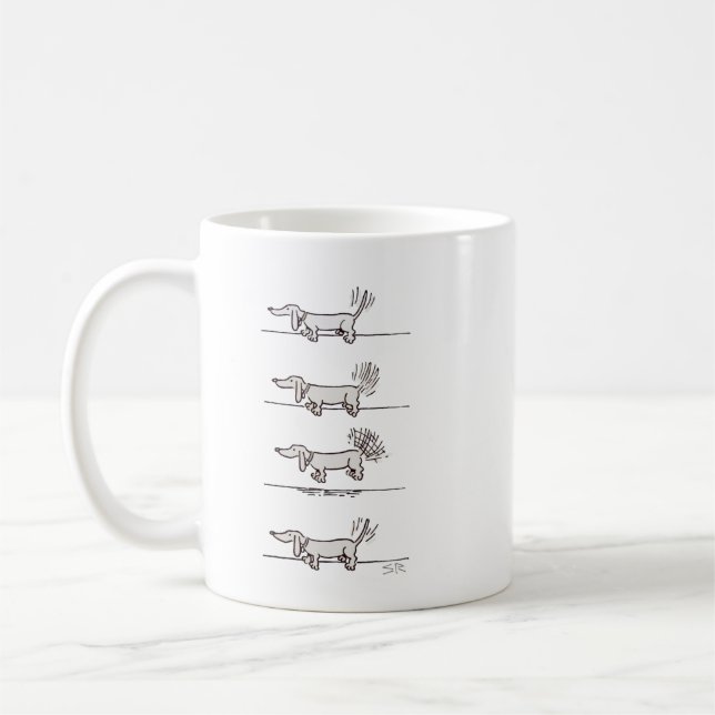 Flying Dackel Graue Tasse (Links)