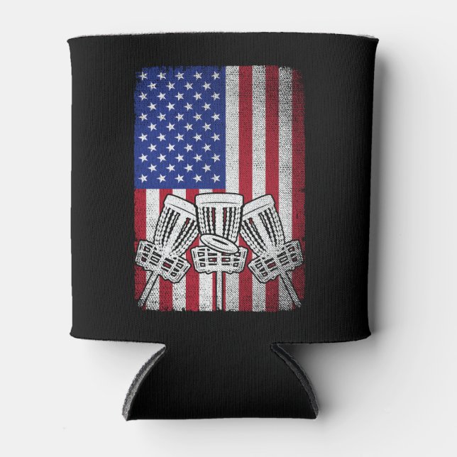 Flying Disk Golf Lover Men American Flag Dosenkühler (Vorderseite)