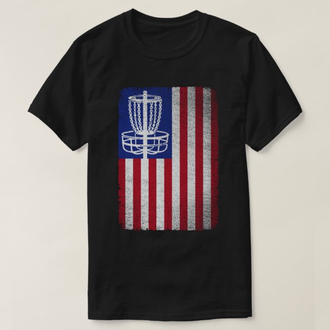 Flying Disk Golf Lover Men American Flag T-Shirt (Design vorne)