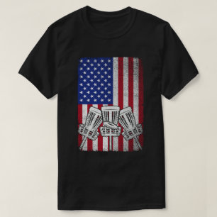 Flying Disk Golf Lover Men American Flag T-Shirt