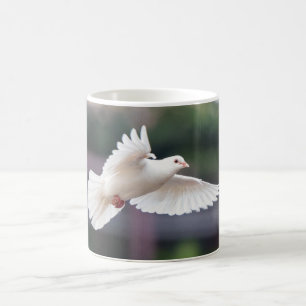 Flying Dove White Feather Nature Fotografy Kaffeetasse