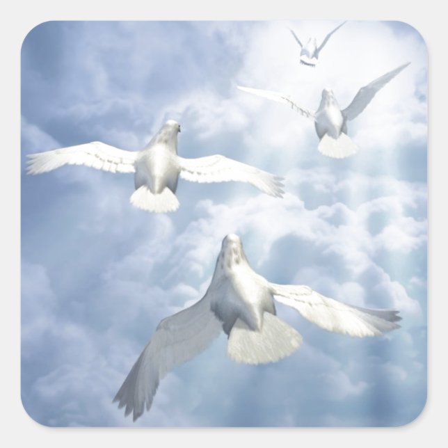 Flying Doves Quadratischer Aufkleber (Vorderseite)
