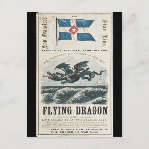 Flying Dragon Clipper Segelschiff 1858 Postkarte