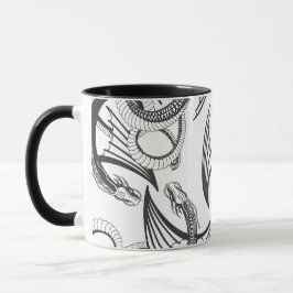 Flying Dragon in dark gray and white. Tasse