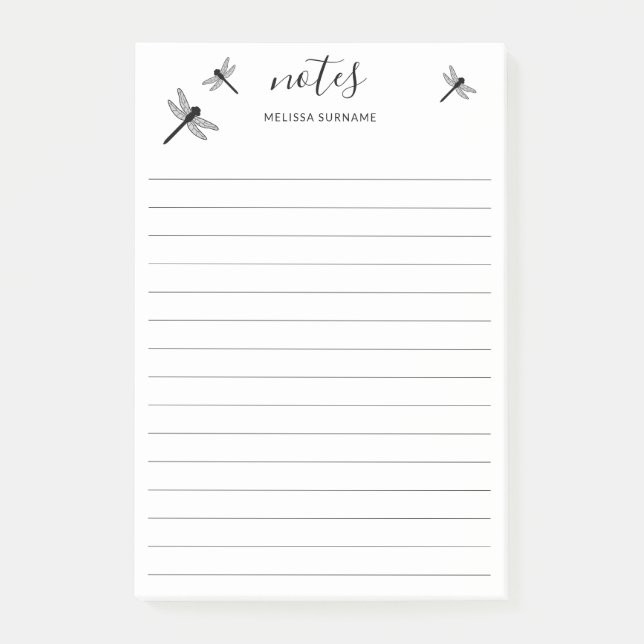 Flying Dragonflies & Custom Title and Name Linken Post-it Klebezettel (Vorderseite)
