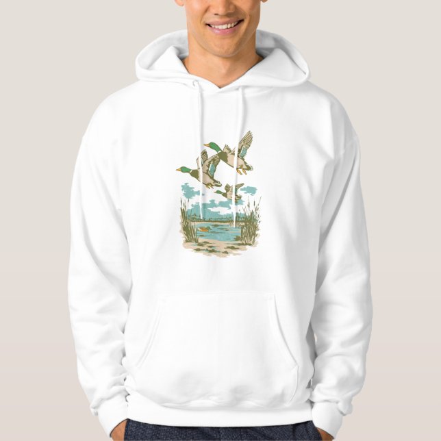 Flying Ducks Wetland Wildlife Nature Hunting Outdo Hoodie (Vorderseite)
